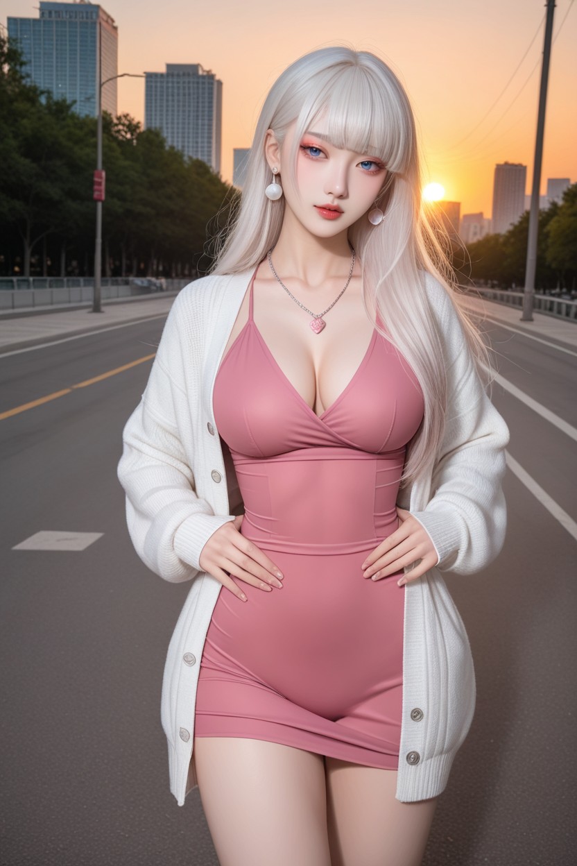 Sunrise, Hourglass Figure, Front View Asian AI Porn