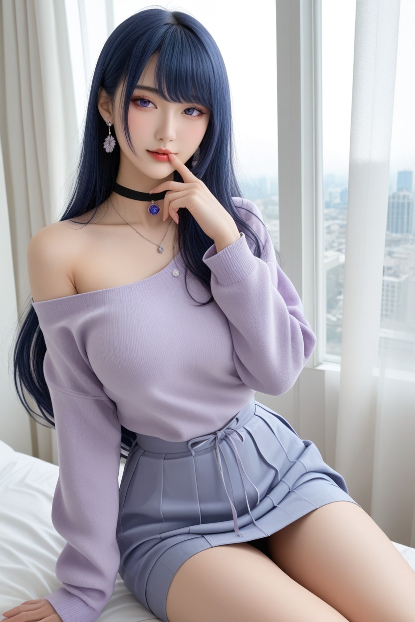Uhd, Lavender Cardigan, Perfect Korean Idol Face 아시아 AI 포르노