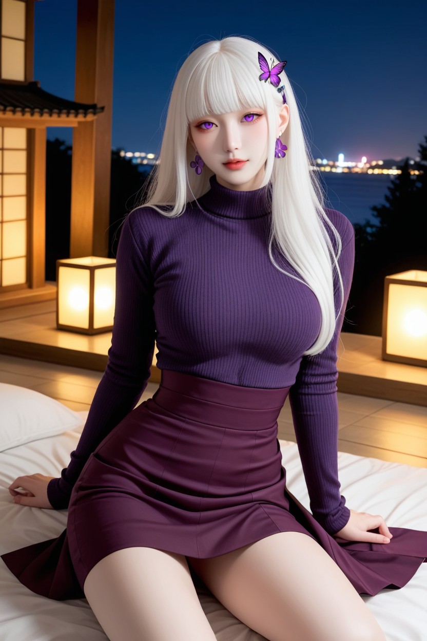 Extremely Beautiful Face, Large Hair Volume, Makeup Asiatischer KI Porno