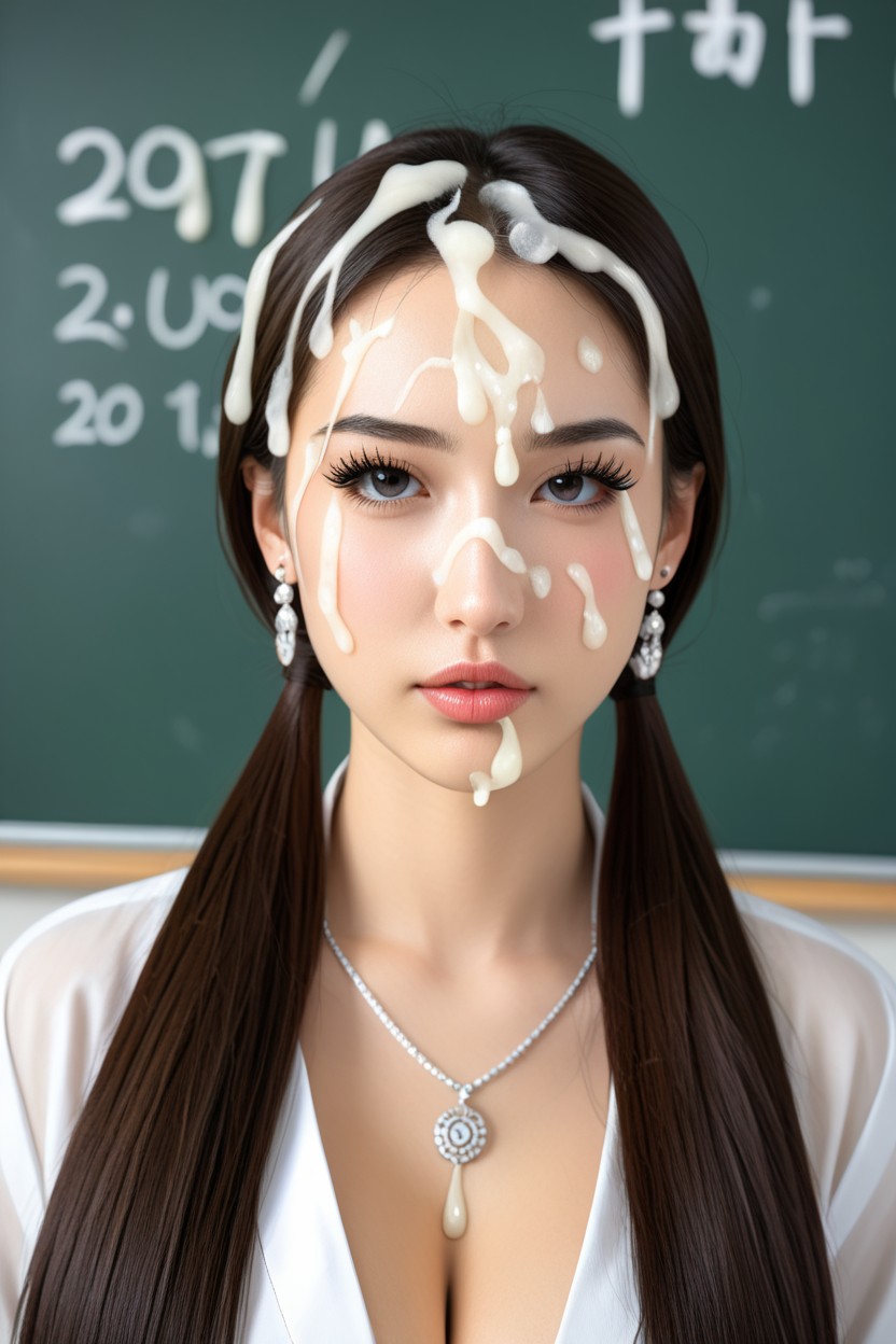 Hyperlong Eyelashes, Low Twintails, Perfect Homogeneous Skin Porno IA Asiatique