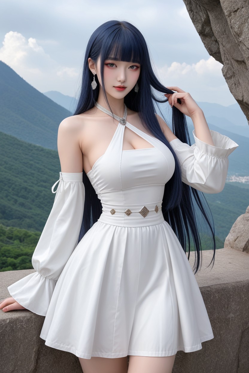 Beautiful Face, Castle On The Edge Of A Cliff, Very Smooth Skin Porno IA Asiatique