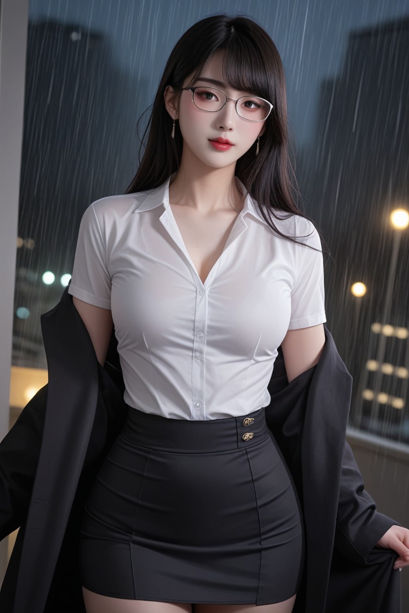 Extremely Perfect Hip, Glasses, 膝盖向上 AI國產黃片