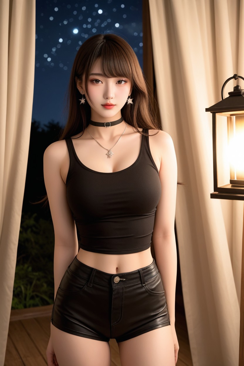 Long Hair With Curtain Bangs, 20+, Perfect Waist And Hip Porno IA Asiatique