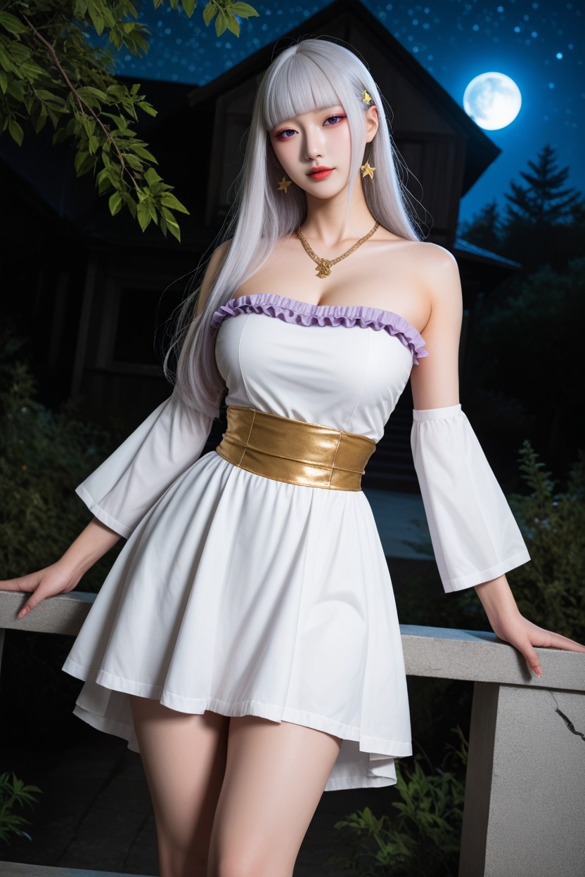 Perfect Body, Gold Glitter Thigh Garter Strap, Hair Diadem Porno IA Asiatique