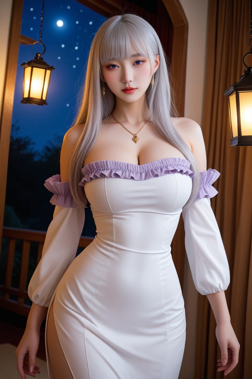 Very Smooth Skin, Standing, Albino Skin Pornografia asiática com IA