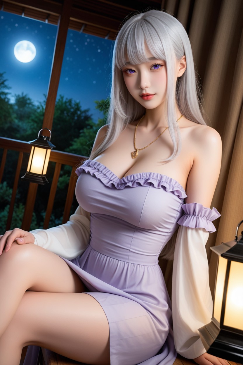 High Resolution, Night Sky With Moon And Stars, Beautiful Face AI國產黃片