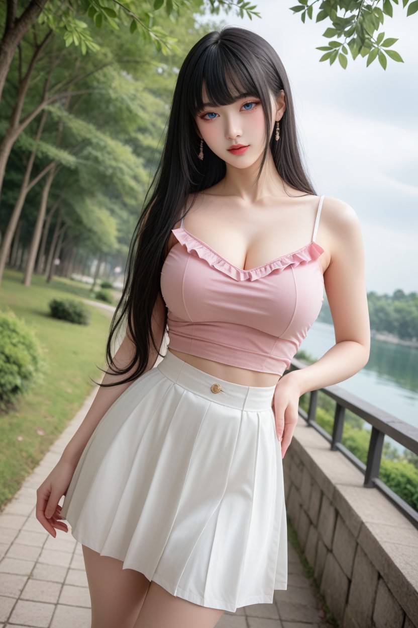 Perfect Chinese Idol Face, Medium Breast, Black Hair Asian AI Porn