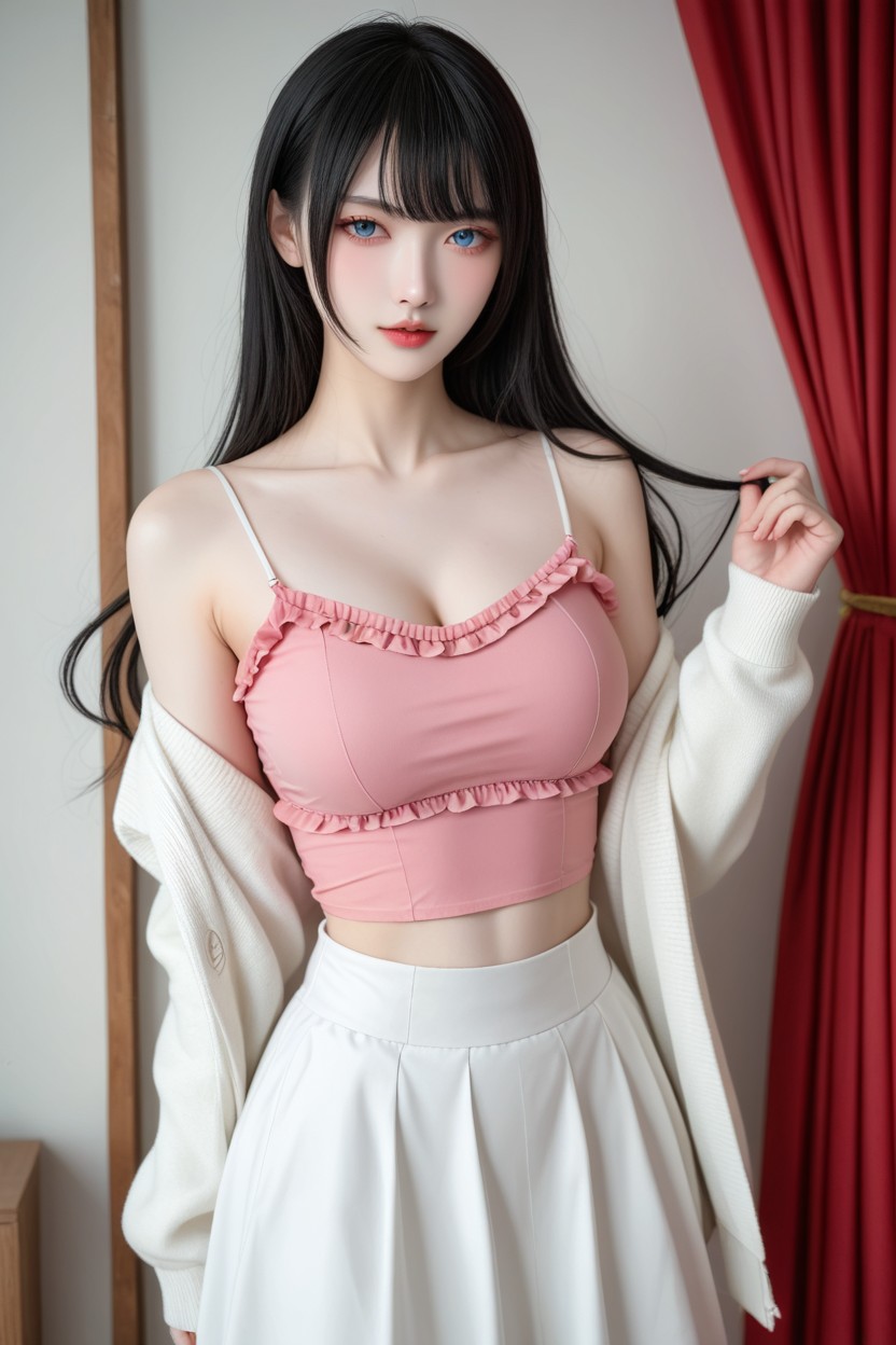 Chinese Idol, Black Hair, Albino Skin アジアのAIポルノ