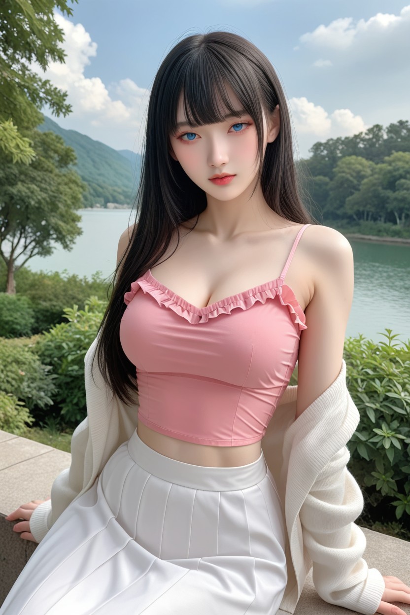 Beautiful Face, White Skin, Blue Eyes Asian AI Porn