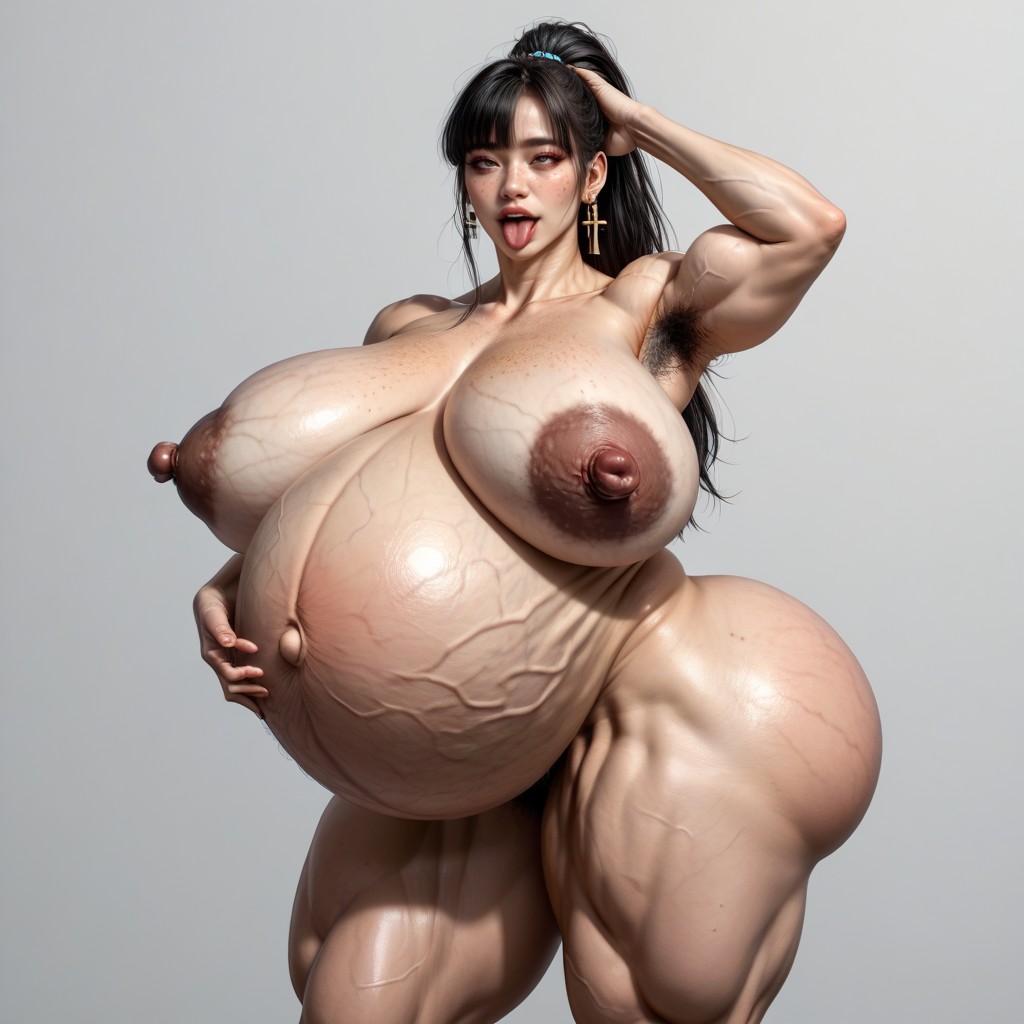 Curvy Thick Female, Hyper Heavy Droopy Huge Belly Pregnant, Extra Wide Hips AI国产黄片