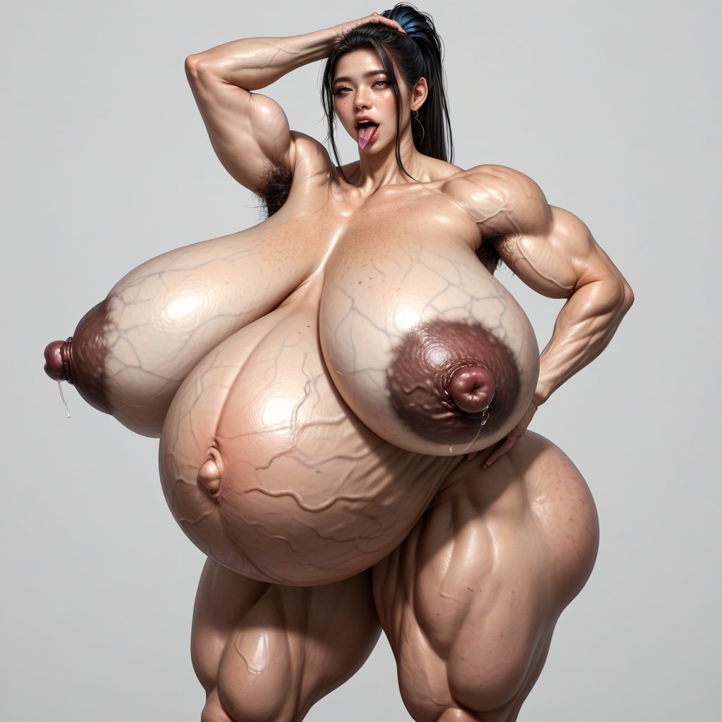 Blunt Bang, Massive Hairy Dense Veins Stomach, Curvy Thick Female AI国产黄片