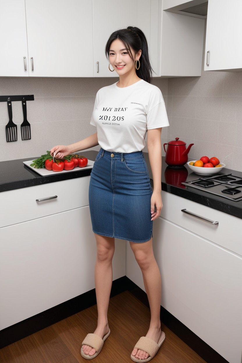 18+, With A Cutting Board On The Ground, A Large Window On The Left 아시아 AI 포르노