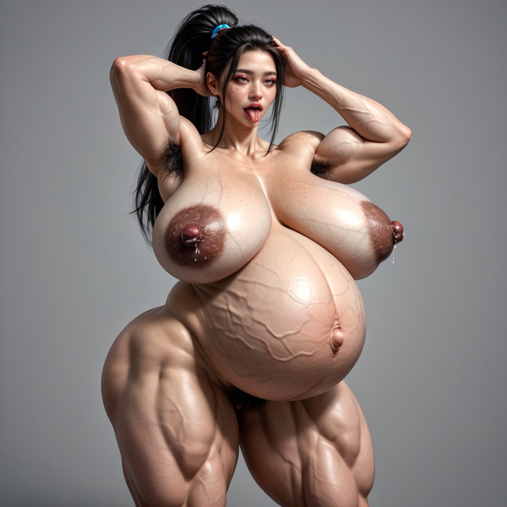 Spread Your Pussy With Your Right Hand, 사이드뷰, Bushy Berry 아시아 AI 포르노