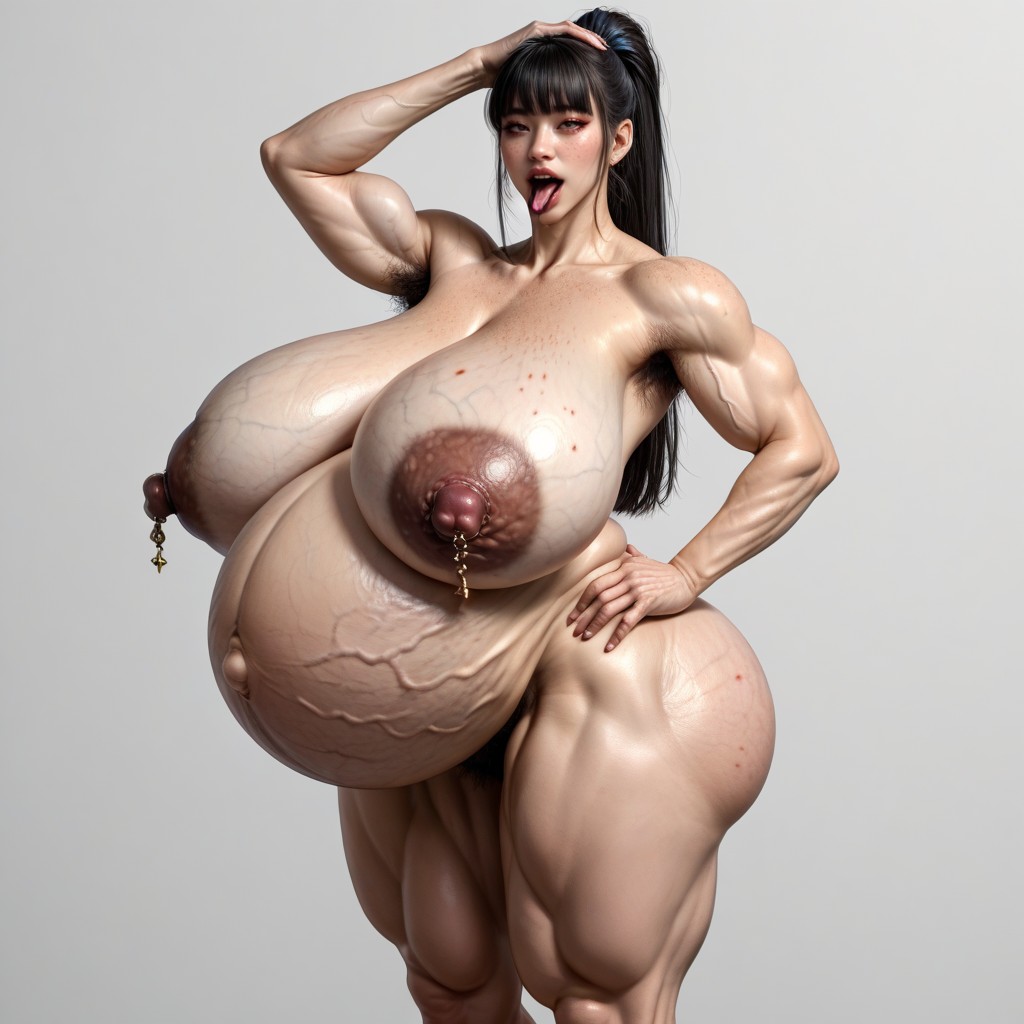 혀 내밀기, 거대한 엉덩이, 18+ 아시아 AI 포르노