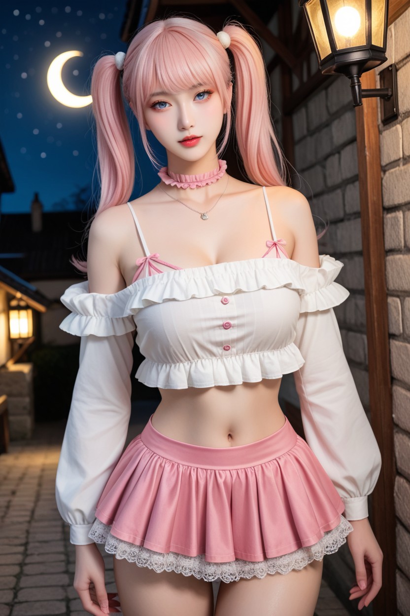 Medium Breast, Hourglass Figure, Silver Necklace Asian AI Porn