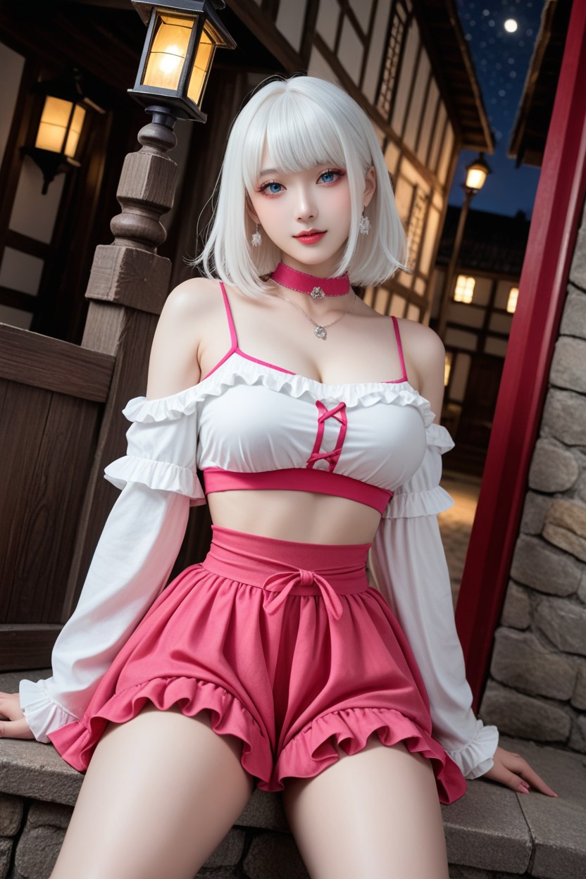 Extremely Perfect Hip, Albino Skin, Finger On Face Porno IA Asiatique