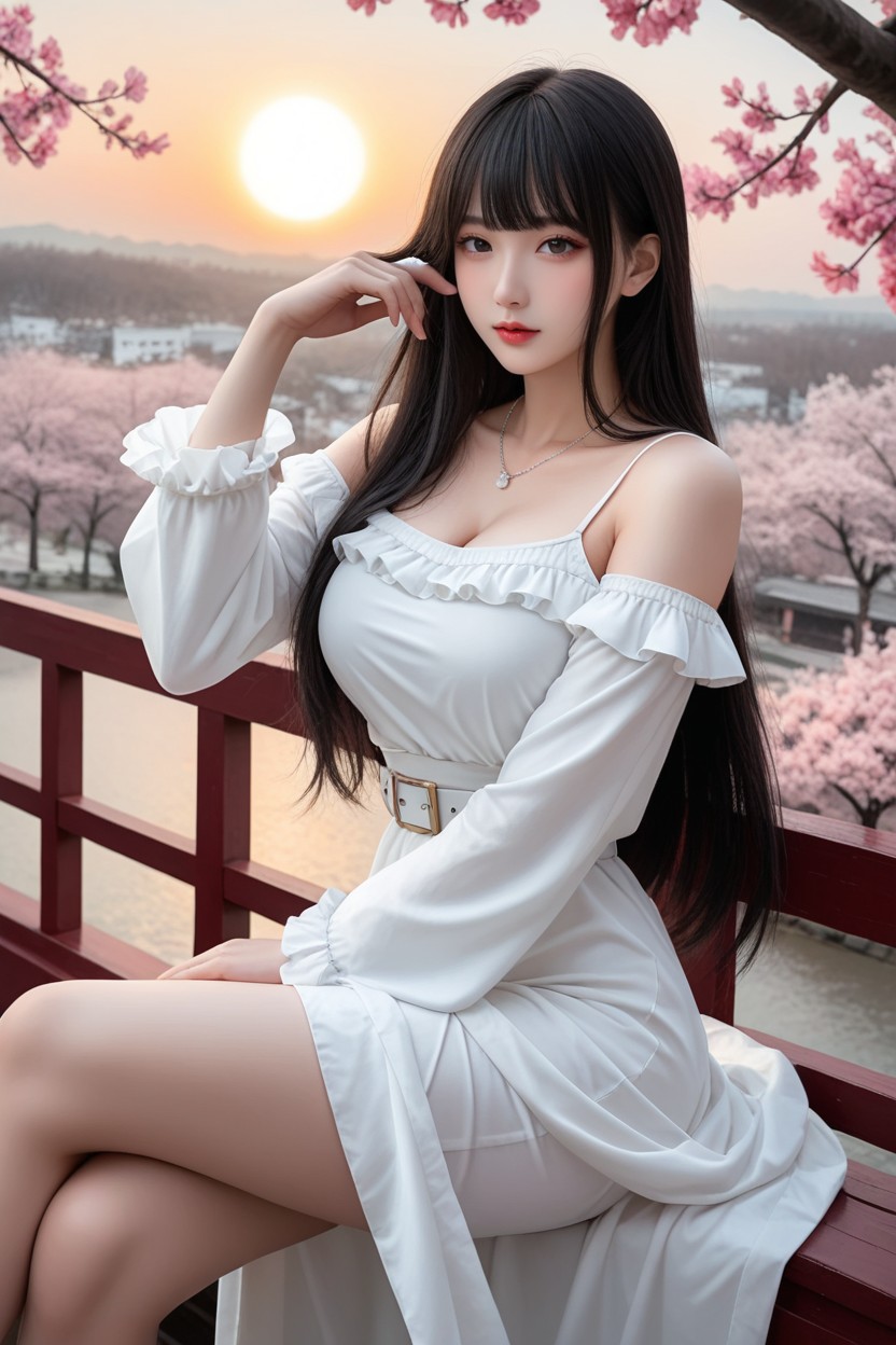 Extremely Perfect Waist And Hip, Finger On Hair, Perfect Chinese Idol Face Porno IA Asiatique
