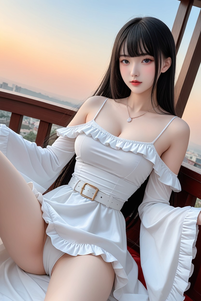Long Hair With Curtain Bangs, Uhd, Blue Sky With Clouds AI國產黃片