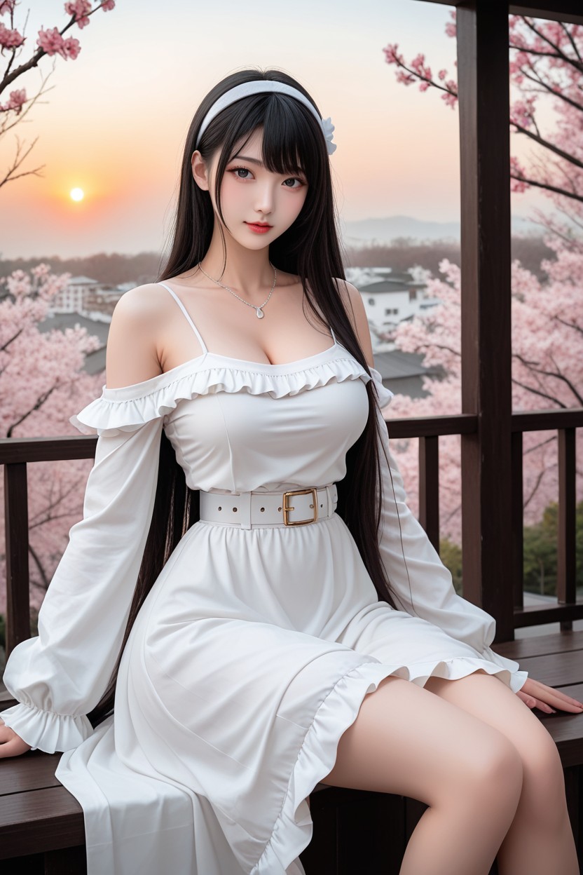 Cherry Blossoms Fall, Large Ass, Beautiful Face Asian AI Porn