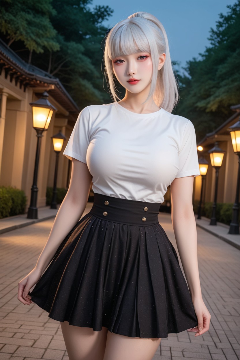 正面视图, White Sparkling Tie, Miss Universe Winning Idol Face AI国产黄片
