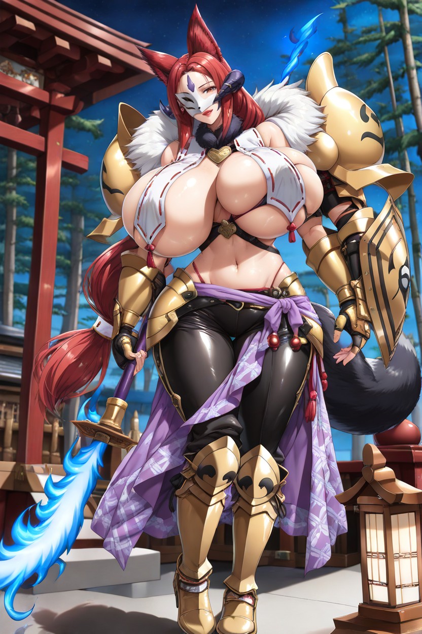 Knight Armor Faulds With Metal Armor Tasses, Night, Metal Armor Gloves Asian AI Porn
