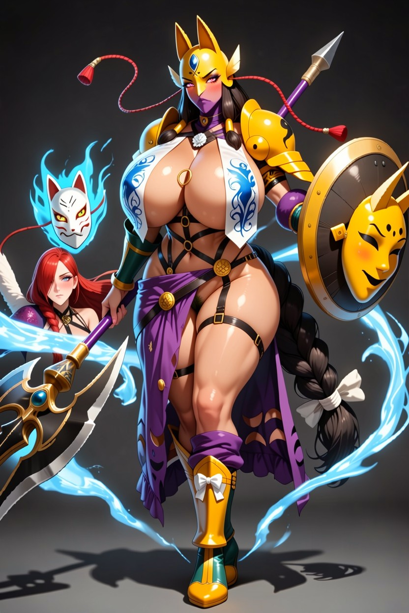 Armor Pants, Red Sleeves, Forest Shrine Porno IA Asiatique