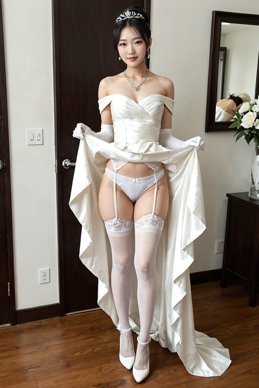 White Nylon Stockings, Tiara, Miss Universe Winning Idol Face Porno IA Asiatique
