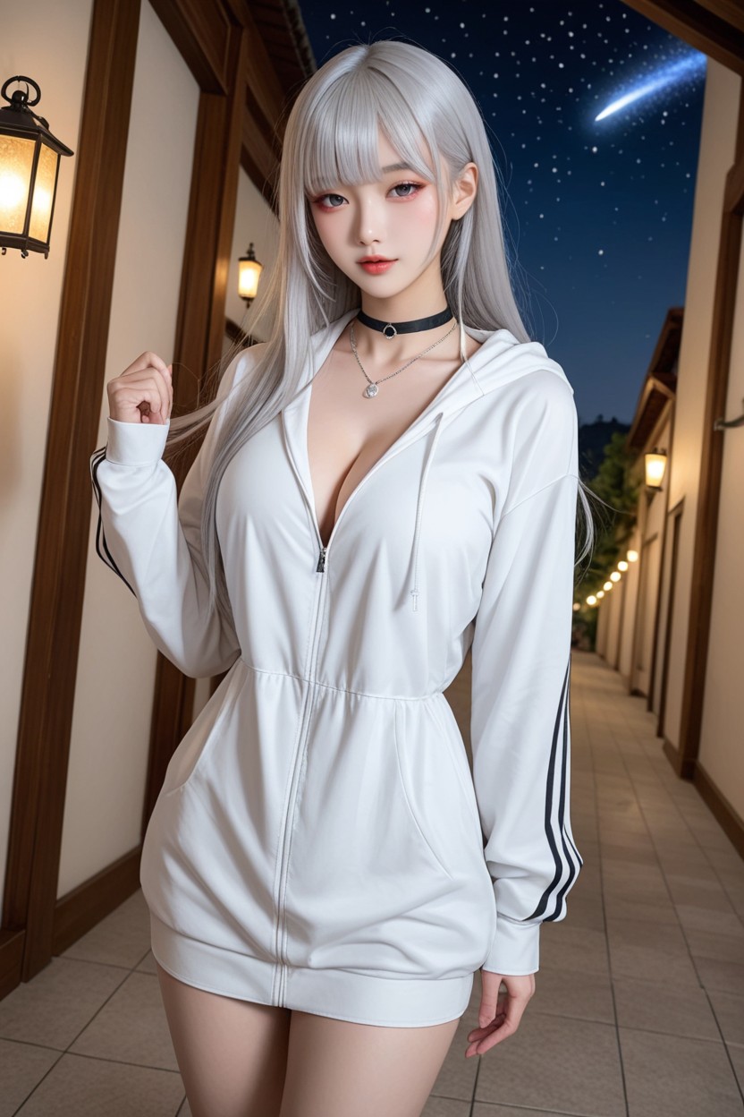 Very Smooth Skin, Black Choker, Extremely Perfect Hip Porno IA Asiatique