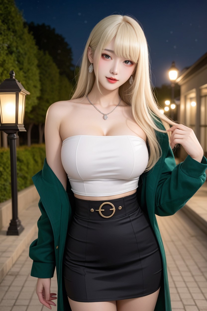 Blonde Hair, High Resolution, Long Hair With Curtain Bangs AI國產黃片