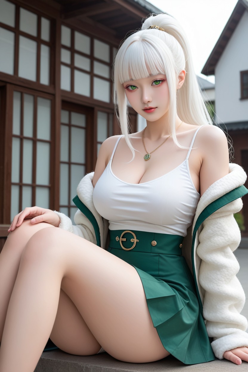 Green Eyes, Perfect Body, White Tanktop With Spaghetti Strap Porno IA Asiatique