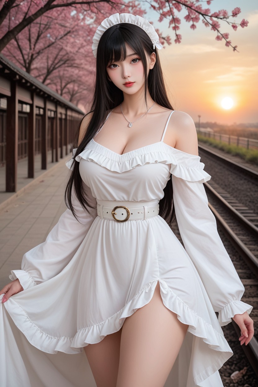 Black Eyes, Extremely Perfect Anatomic Body, Debout Porno IA Asiatique