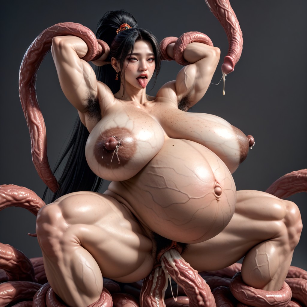 Pointed Tits, Sein Colossal, Hyper Dense Bushy Hairy Armpit Porno IA Asiatique