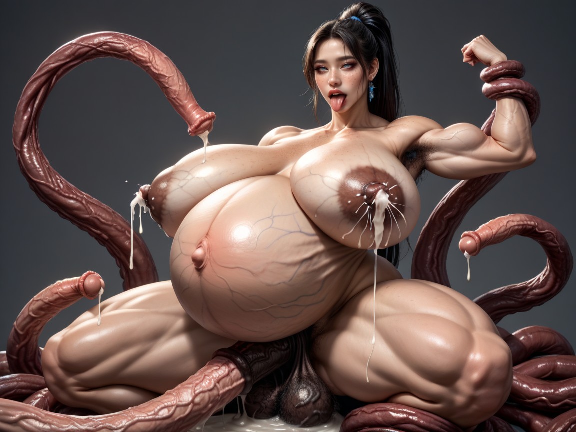 Side View, Hyper Big Horsecock Futanari, Blunt Bang Porno IA Asiatique