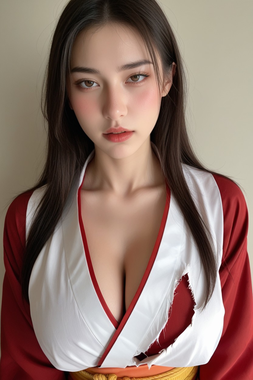 破れた服, 視聴者を見つめる, 大きな胸 アジアのAIポルノ