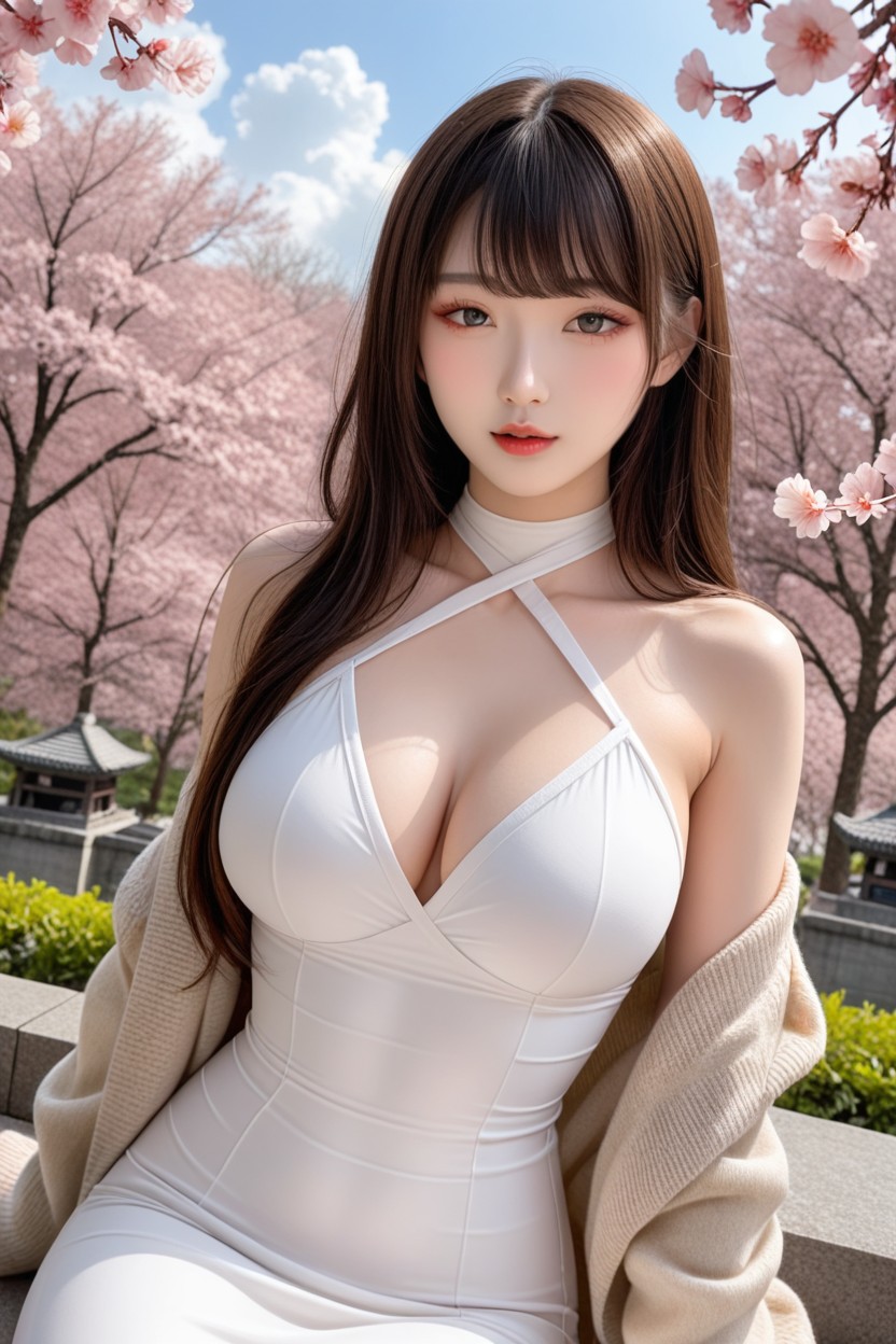 Distinctive Beauty, Extremely Perfect Waist And Hip, Albino Skin Asiatischer KI Porno