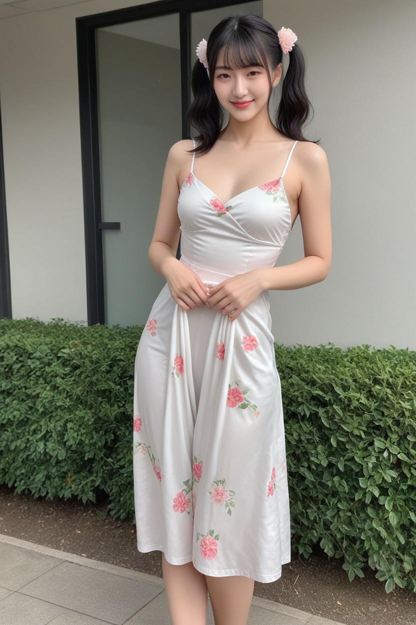 Upright Head, Straight-on, Dress Lift Pornografia asiática com IA