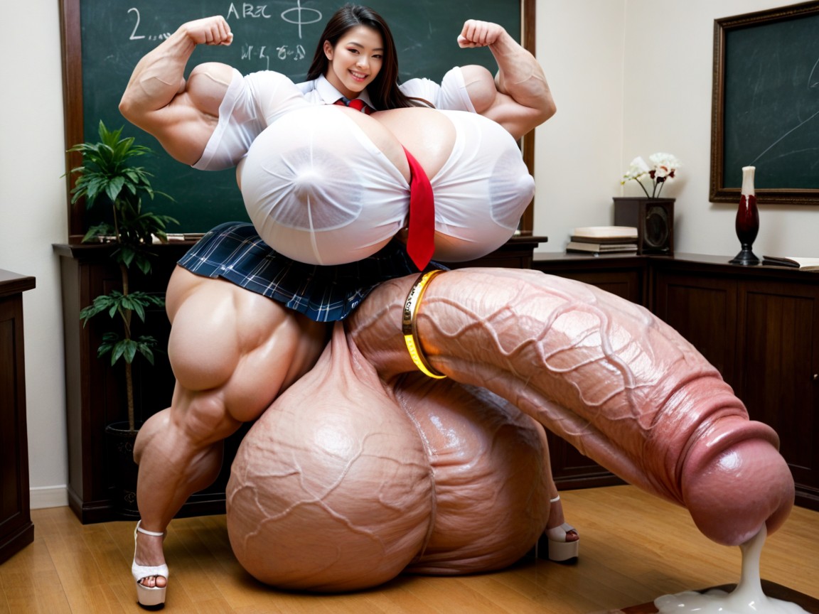 Hyper Gigantic Veiny Penis, Masturbating, Jupe Porno IA Asiatique