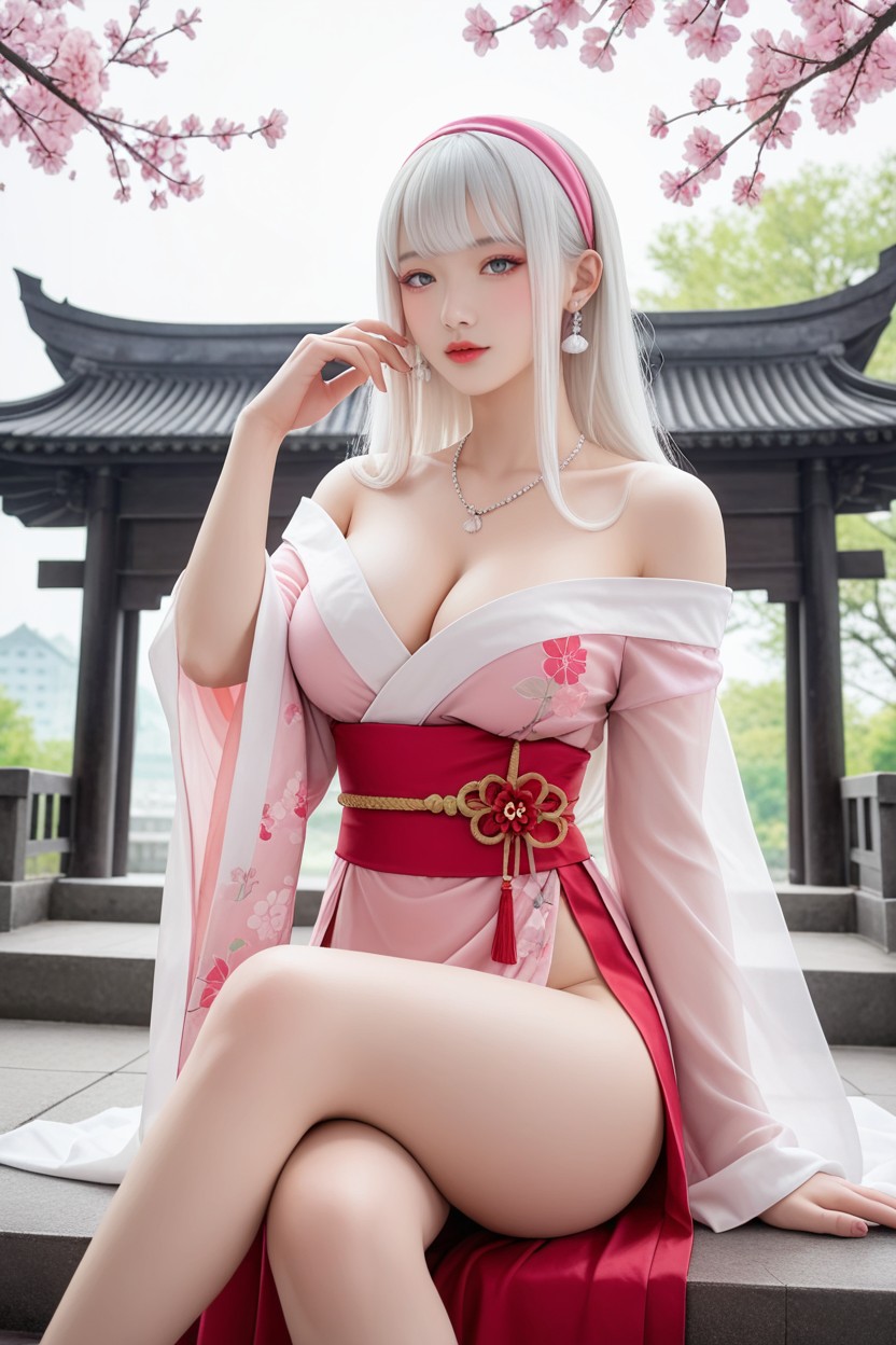 Extremely Beautiful Face, Beautiful Face, Silver Necklace Porno IA Asiatique