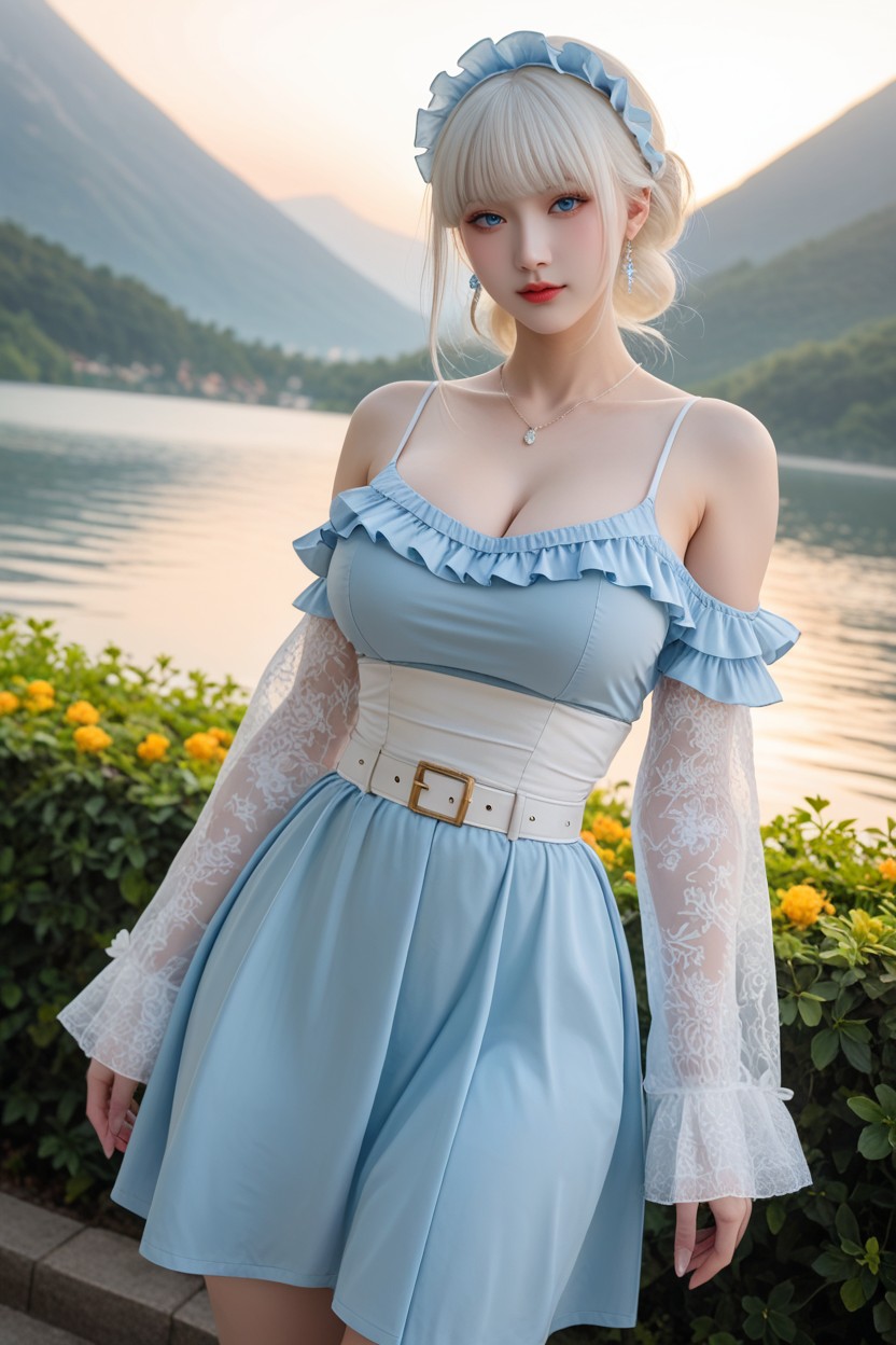 Extremely Perfect Waist And Hip, Long Lace Sleeve, De Pie Porno asiático IA
