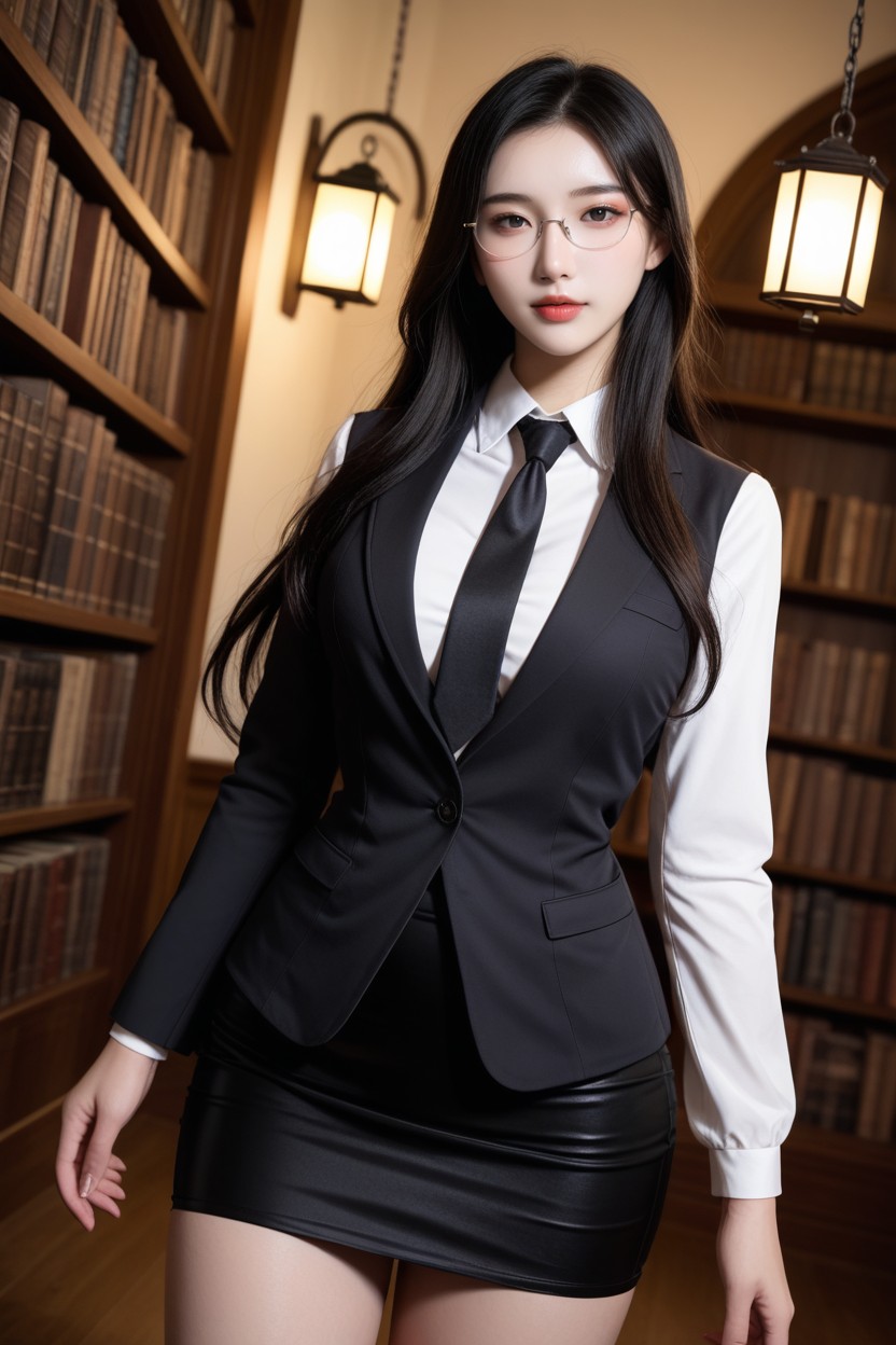 Korean Idol Face, Silver Glasses, Extremely Perfect Waist And Hip Porno IA Asiatique
