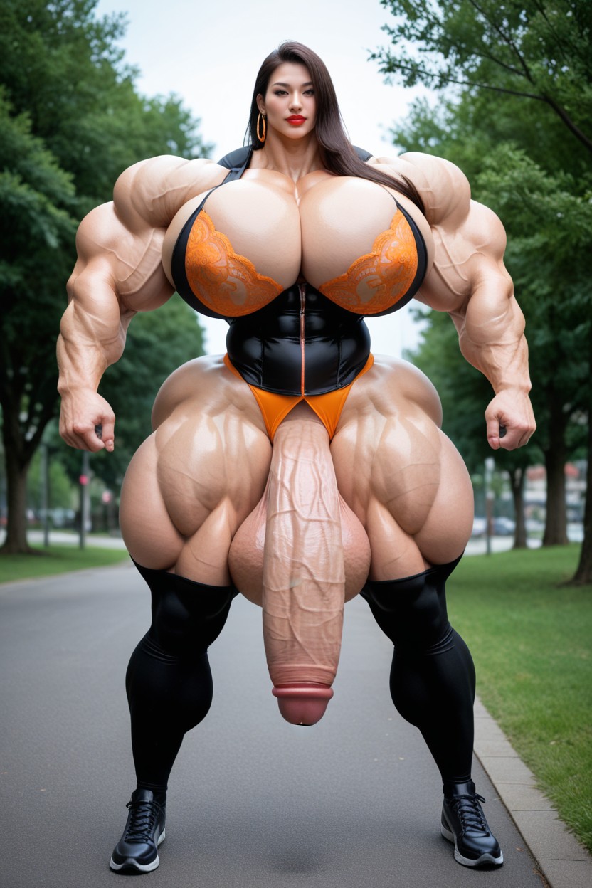 Huge Back Muscles, Gigantic Massive Heavy Testicles, Oiled Skin,arm Tattoo Porno asiático IA