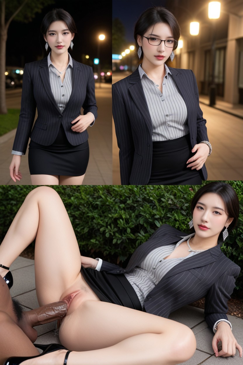 Extremely Massive Black Eyes, Medium Breast, Mignon Porno IA Asiatique
