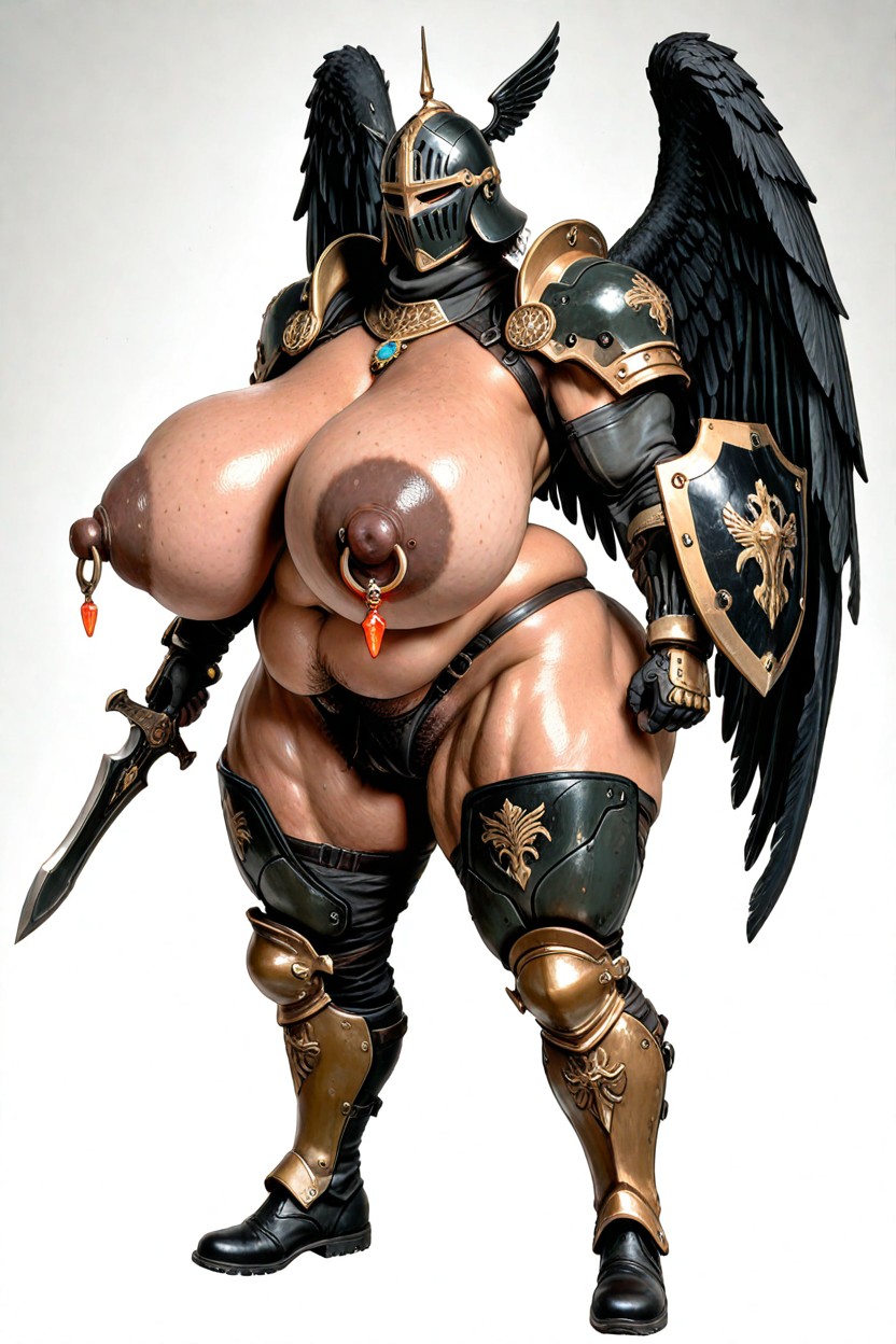 Elegant Reinforced Steel Shin Greaves, Dark Nipples, Regional Aristocrat Border Defense Legion Configuration Asian AI Porn