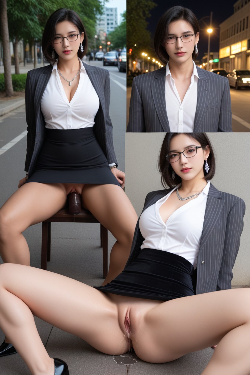 Glasses, Fucked By Real Black Pennis, Looking At Viewer Porno IA Asiatique