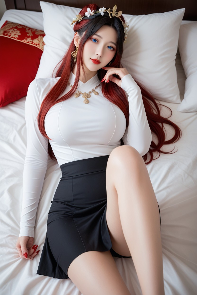 Beautiful Face, Realism, Red Lips Asian AI Porn