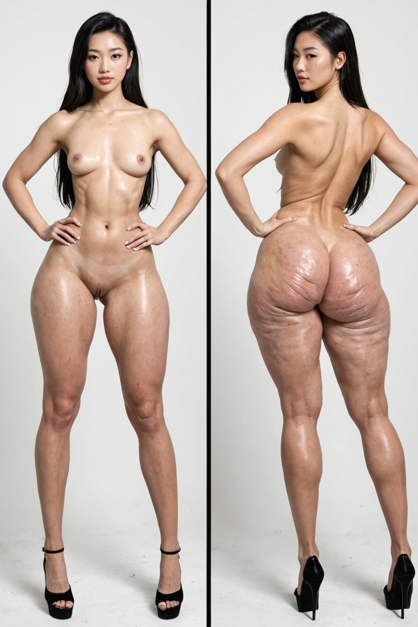 Múltiples Vistas, Unnaturally Waiflike Waist, Black Hair Porno asiático IA