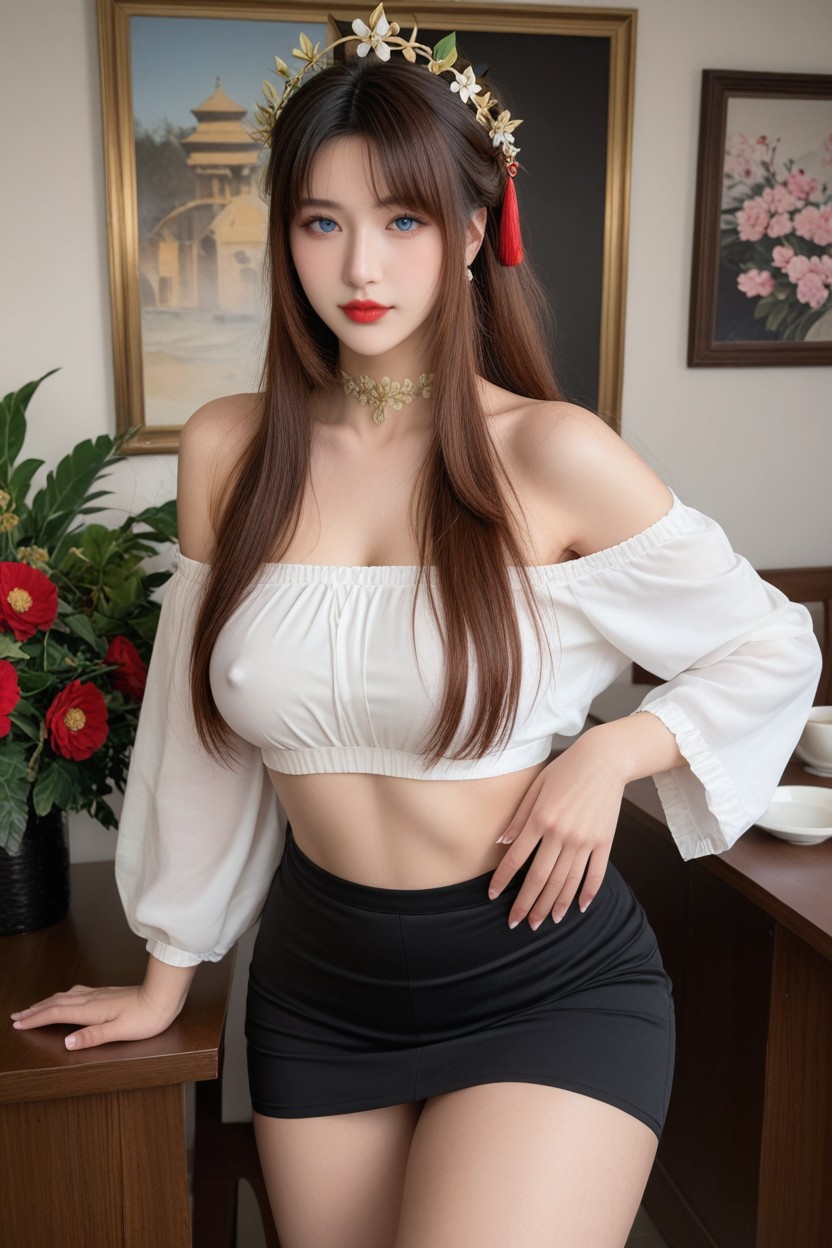 Sweaty Body, High Resolution, French Hair Bun Updo Asian AI Porn