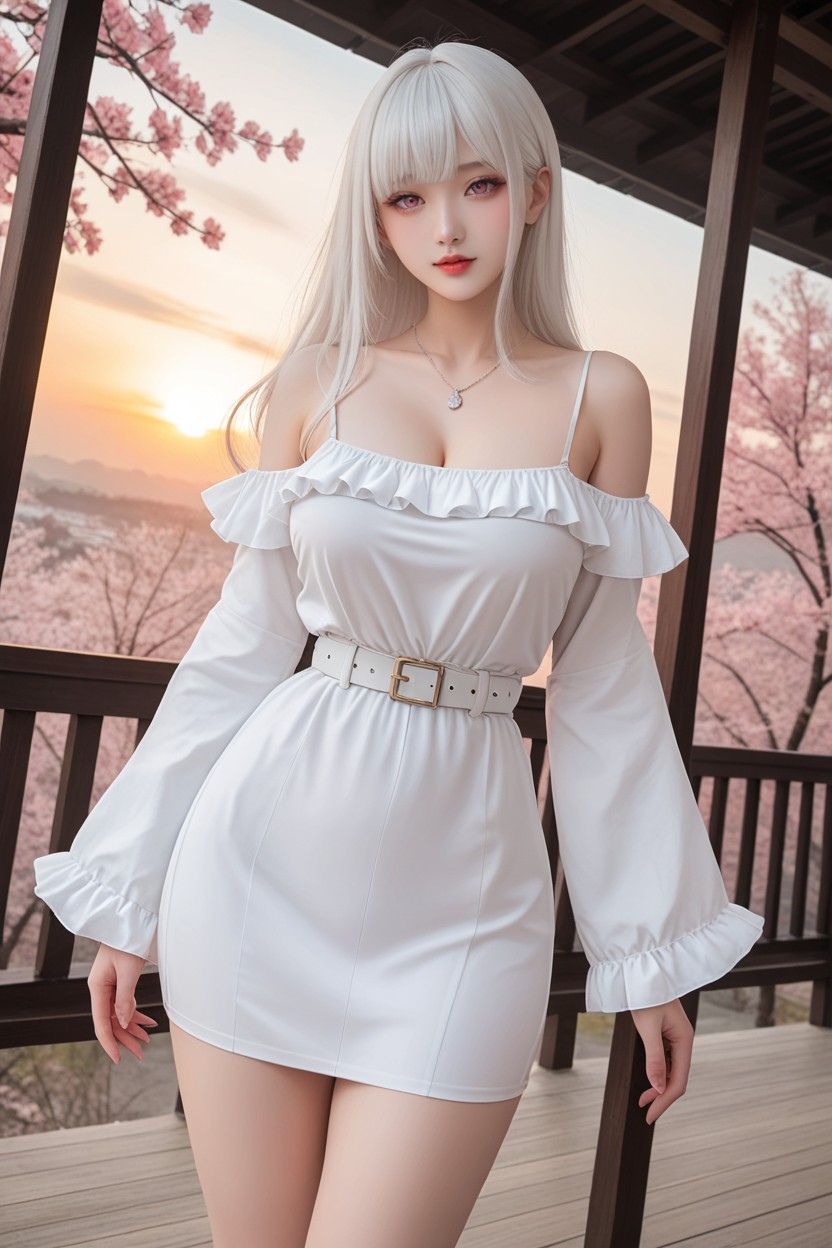 20+, Thighs Exposed, Silver Necklace Porno IA Asiatique