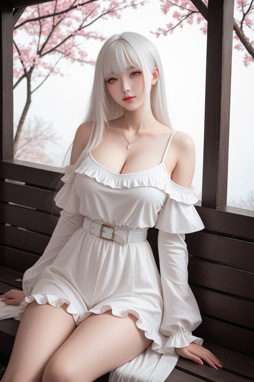 Albino Skin, Cherry Trees, Miss Universe Winning Idol Face Азиатское AI порно