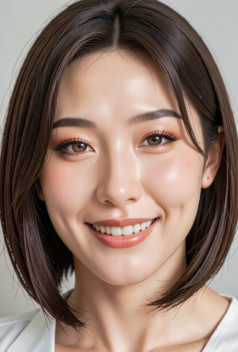 Gentle Smiling Eyes With Soft Wrinkles, A Precise Close-up Of Clear, And Almond-shaped Porno IA Asiatique